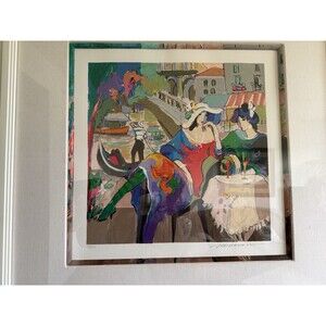 Isaac Maimon Signed Serigraph 43/275 City Cafes Venice Framed Art Print Decor